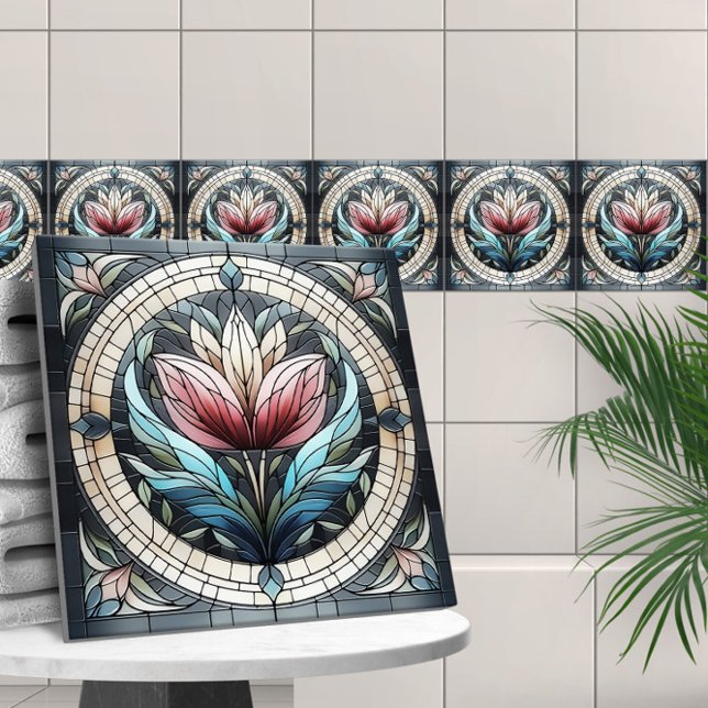Tulip Blume Glasmosaik Fliese (Von Creator hochgeladen)