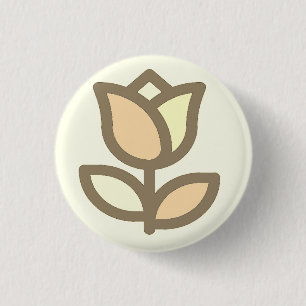 Tulip Blume Muster Creme Hintergrund Button