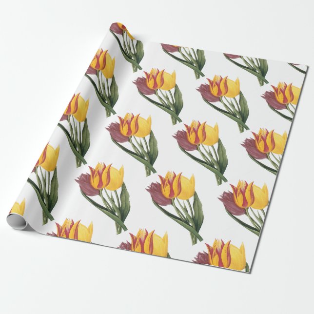 Tulip-Blume-Muster Geschenkpapier (Ungerollt)