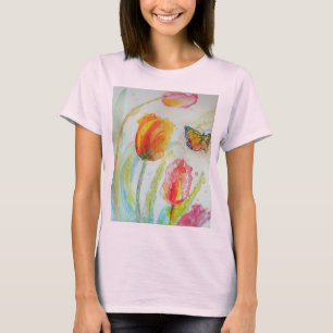 Tulip Blume Wasserfarben Blütenpflanzen Frauen im  T-Shirt