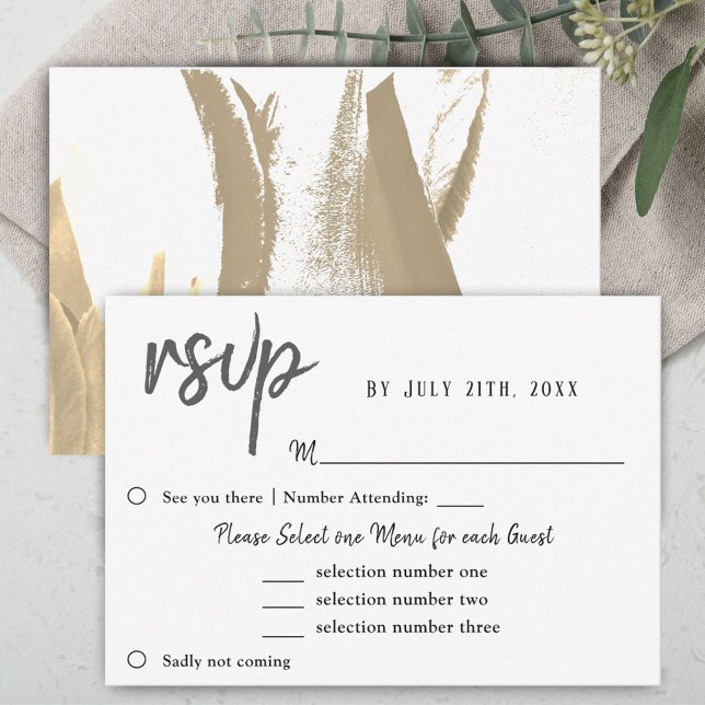 Tulip Blume Wedding Menü Auswahl UAWG Golden RSVP Karte (Von Creator hochgeladen)