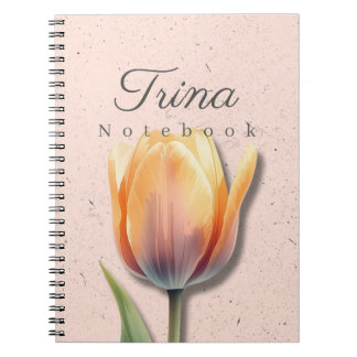 Tulip-Blumen-Notizbuch Name | Pastell-Tagebuch Notizblock