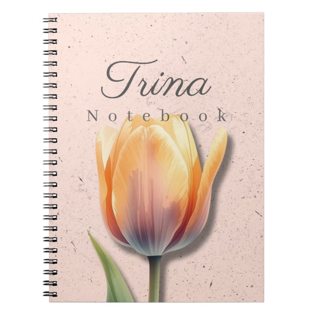 Tulip-Blumen-Notizbuch Name | Pastell-Tagebuch Notizblock (Vorderseite)