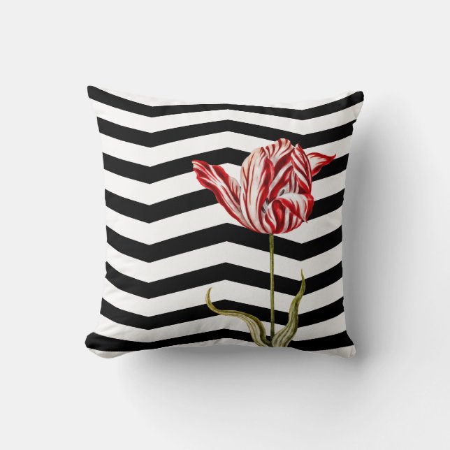 Tulip Botanical Zickzack Stripe Muster Kissen (Vorderseite)