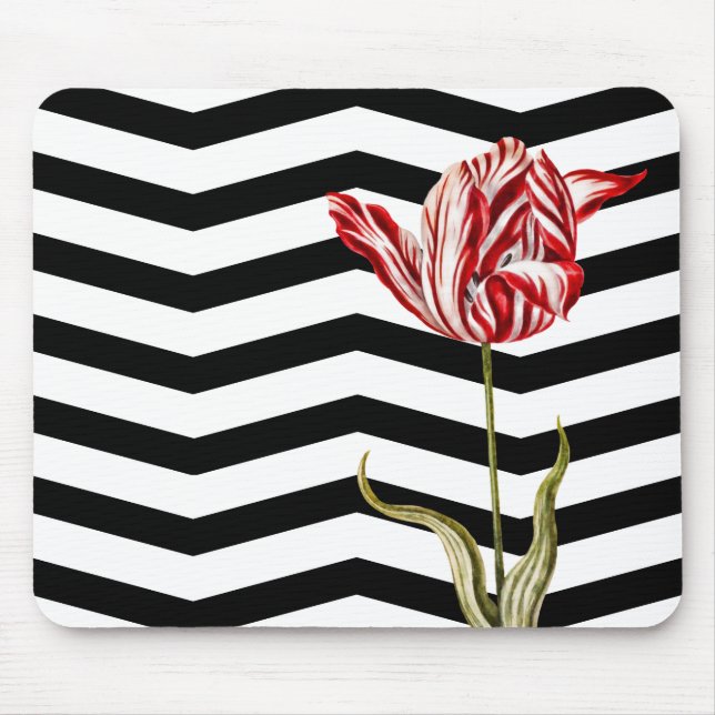 Tulip Botanical Zickzack Stripe Muster Mousepad (Vorne)