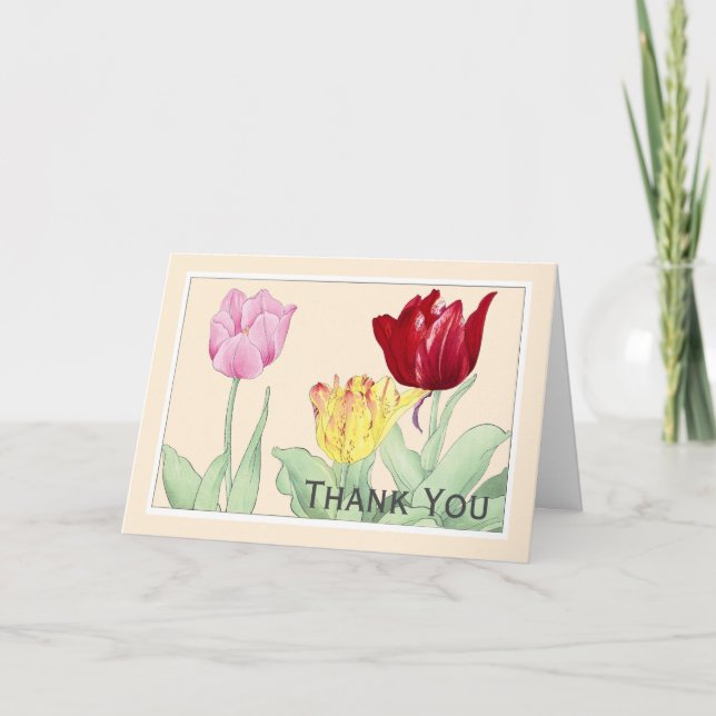 Tulip, Botanicals Note Card - Gruß individualisier Dankeskarte (Vorderseite)