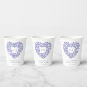 Tulip Bouquet Art Monogramm Hochzeit blau Pappbecher