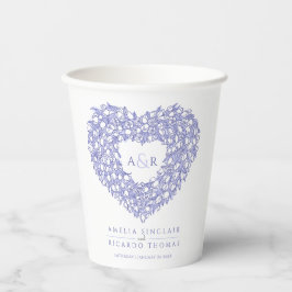 Tulip Bouquet Art Monogramm Hochzeit blau Pappbecher