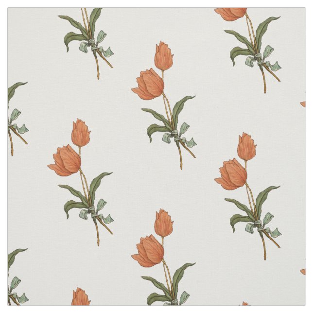 Tulip Bouquet Coral Peach farbige Tulips Stoff (Muster)