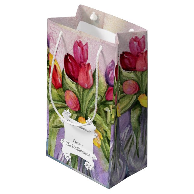 Tulip Bouquet Kleine Geschenktüte (Vorderseite Schrägansicht)