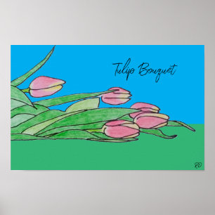 Tulip Bouquet zum Verweilen auf Gras Poster
