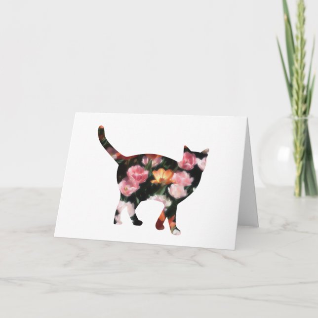 Tulip Cat Blank Note Card Karte (Vorderseite)