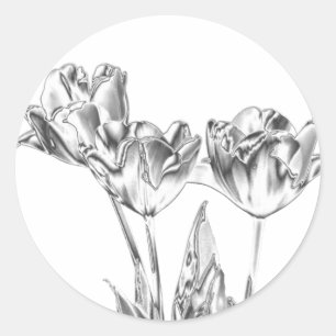 Tulip Chrome Round Stickers