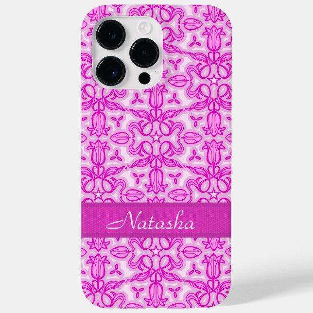 Tulip Damask lila rosa Name Case-Mate iPhone Hülle (Rückseite)