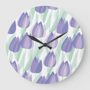 Tulip Design: helle violette Blüte. Große Wanduhr