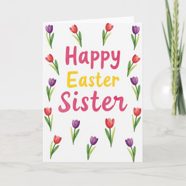 Tulip Easter Sister Card Karte (Vorderseite)