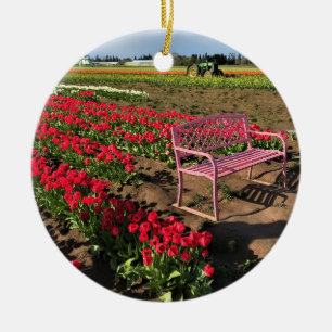 Tulip Farm in Oregon Keramik Ornament