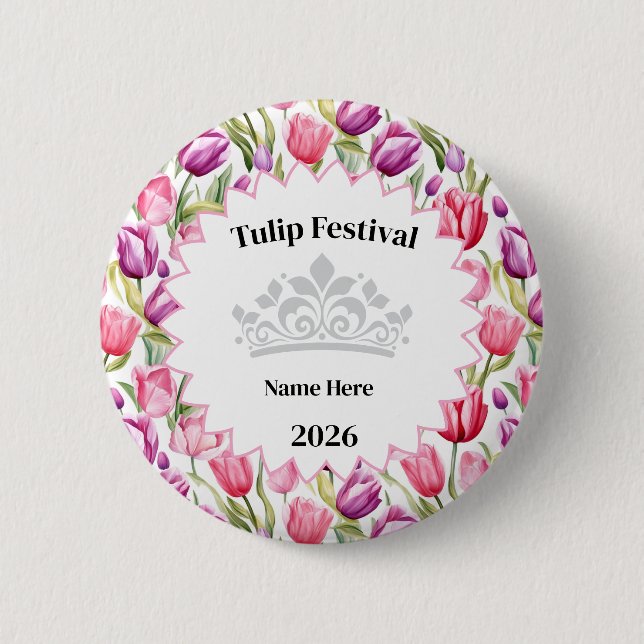 Tulip Festival Royalty Button Pin (Vorderseite)
