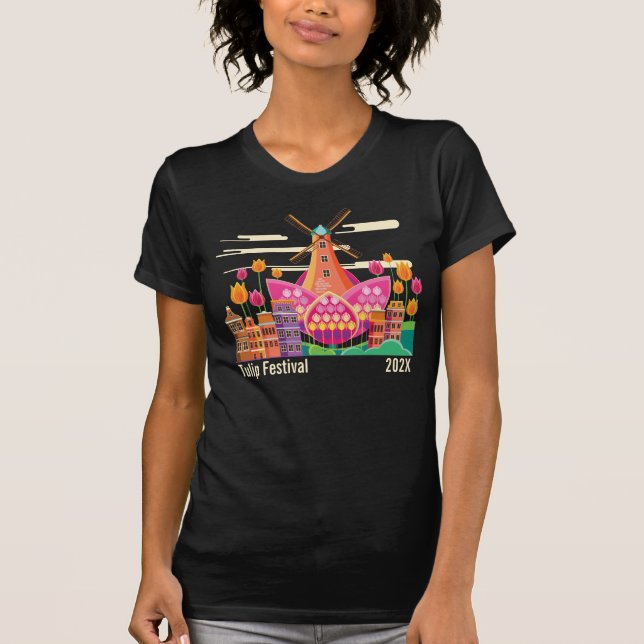 Tulip Festival, Windmill, Tulips T-Shirt (Vorderseite)