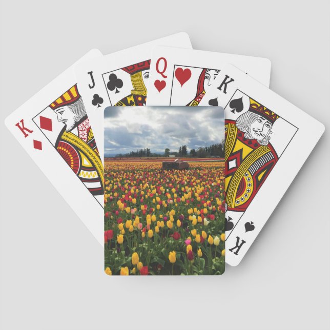 Tulip Field with Old Traktor, Oregon Spielkarten (Rückseite)