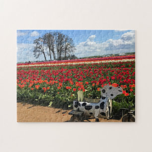 Tulip Field with Toy Cow, Oregon Puzzle