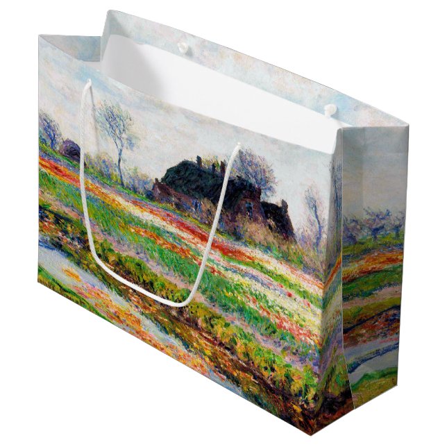Tulip Fields in den Niederlanden, Monet Large Gift Große Geschenktüte (Vorderseite Schrägansicht)