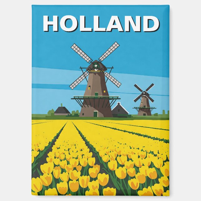 Tulip Fields Windmill Niederlande Magnet (Vorderseite)