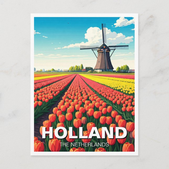 Tulip Fields Windmill Niederlande Postkarte (Vorderseite)