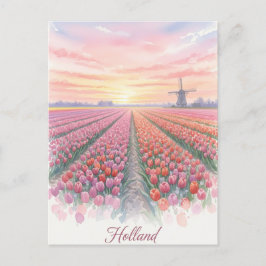 Tulip Fields Windmill Niederlande Postkarte