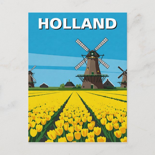 Tulip Fields Windmill Niederlande Postkarte (Vorderseite)