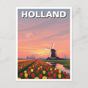 Tulip Fields Windmill Niederlande Postkarte