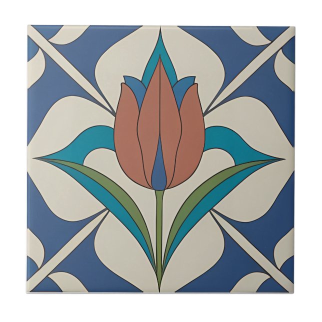 Tulip Floral Keramik Tile Fliese (Vorderseite)