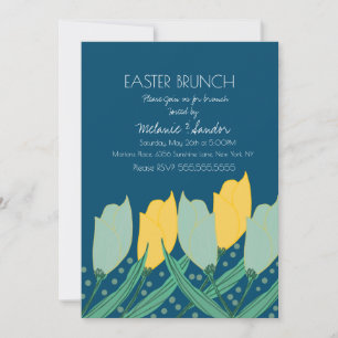 Tulip Floral Oaster Dinner Brunch Familie Blau Einladung