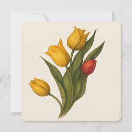Tulip Florals Flat Card, elegant nachdenklich Dankeskarte