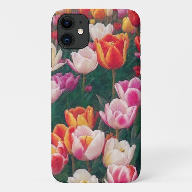 Tulip Flower Garden Art Orange Pink Phone Case (Rückseite)