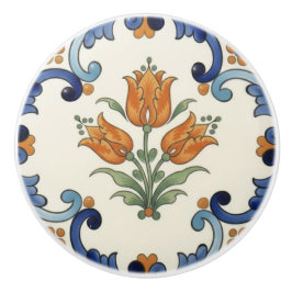 Tulip Flower Mediterranean Blue Orange Cream Keramikknauf