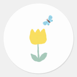 tulip flowers butterfly runder aufkleber