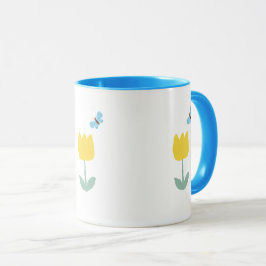tulip flowers butterfly tasse