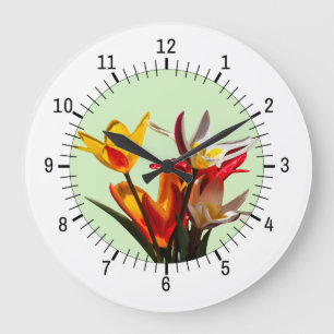 Tulip flowers customizable große wanduhr