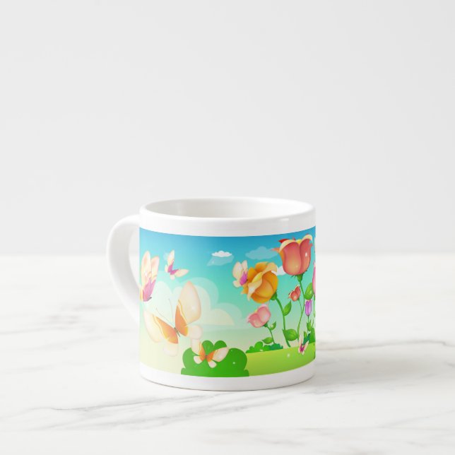Tulip Garden Butterfly Espressotasse (Vorderseite Links)