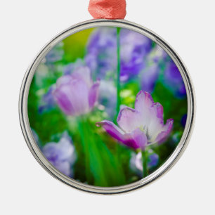 Tulip garden, Giverny, Frankreich Silbernes Ornament