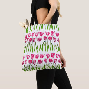 Tulip Garden Print in Fuchsia Pink und Green