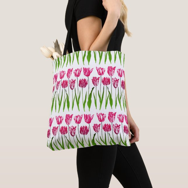 Tulip Garden Print in Fuchsia Pink und Green (Von Nahem)