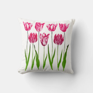 Tulip Garden Print in Fuchsia Pink und Green Kissen