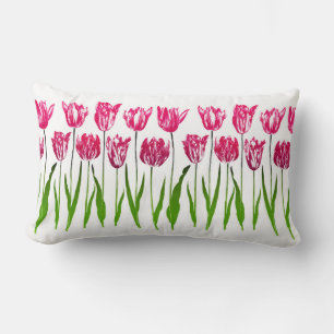 Tulip Garden Print in Fuchsia Pink und Green Lumba Lendenkissen