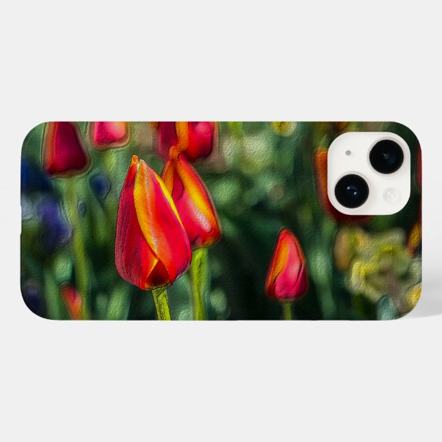 Tulip Garden Textured iPhone Case (Rückseite (Horizontal))