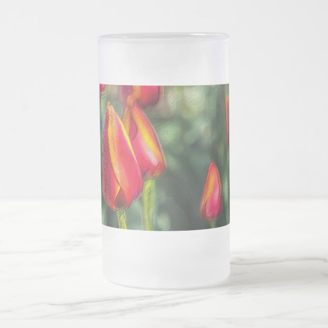 Tulip Garden Textured Mattiert Glass Beer Tasse (Mittel)