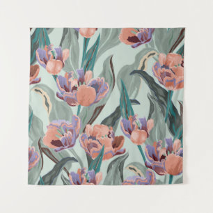 Tulip Garden: Vintage große Blume Wandteppich
