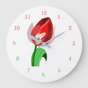 Tulip Girl Clock - Benutzerdefinierte Farben Große Wanduhr
