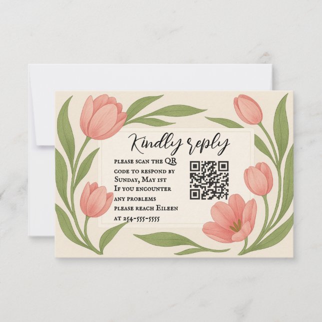 Tulip immer nach QR-Code RSVP-Karte RSVP Karte (Vorderseite)